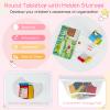 HONEY JOY Kids Table and Chair Set, Wooden Children Activity Table and 2 Chairs for Art & Craft, Storage Mesh Basket, 3-Piece Toddler Furniture Set for Daycare & Playroom, Gift for Boys Girls (White) view 4