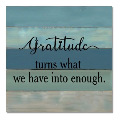 Aihesui Wood Sign Hanging Farmhouse Decoration Gratitude Turns What We Have into Enough Wall Art Plaque Use for Living Room Kitchen Batheroom Bedroom Office School 16x16inch