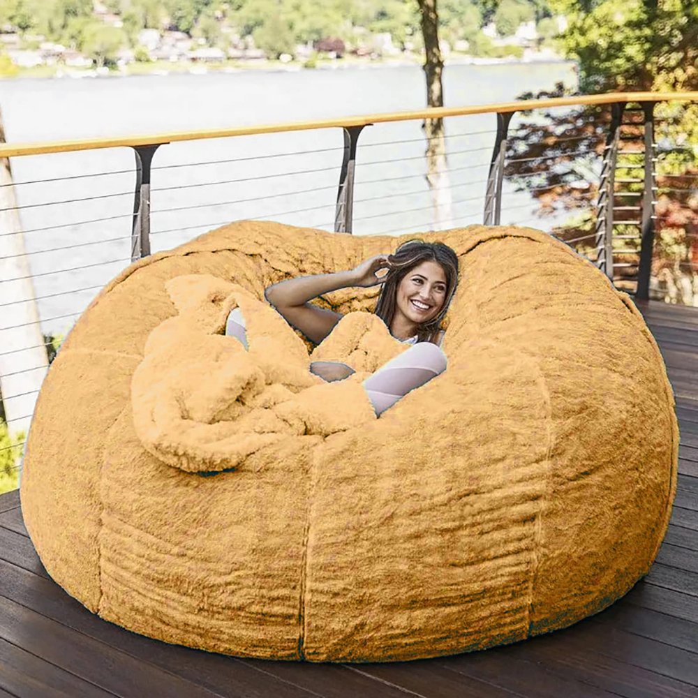 JaidWefj Oversized Bean Bag Chair Cover,Lazy Sofa Bed Cover PV Velvet Bean Bag Cover,Living Room Furniture Soft Washable Micro-Fiber Adult Beanbag Chair Outside Cover