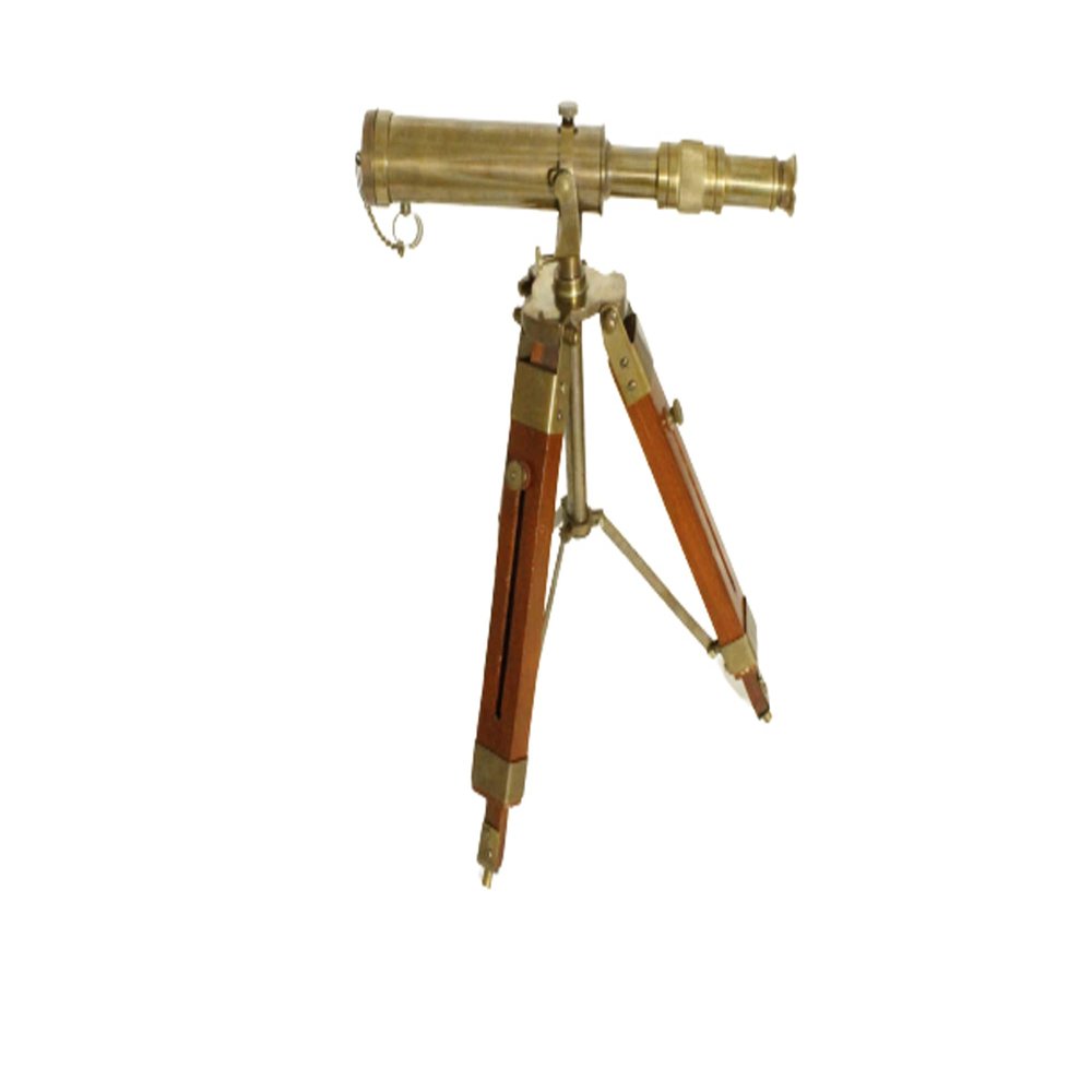 Antique Brass Telescope with Wooden Tripod Stand Vintage Nautical Telescope and Tripod A Excellent Gift for Hiker's Traveler 10 Inches by The RELIC House.