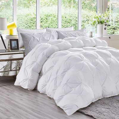 Wega Linen All-Season Pinch Pleated King (106'' x 90'') Comforter Down Alternative White Comforter 3 Piece Quilted Comforter Set Cotton