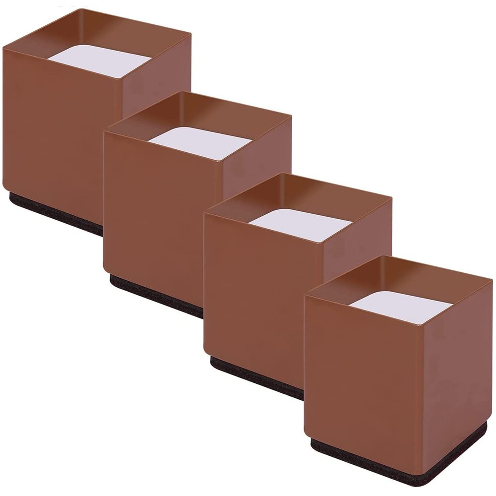 KaysaLY Heavy Duty Bed Risers Adds 2 inch Height, Furniture Risers for Saving Space, Bottom Pad Protect Floors Supports 5,000 lbs, Table Chair or Sofa Riser,Brown