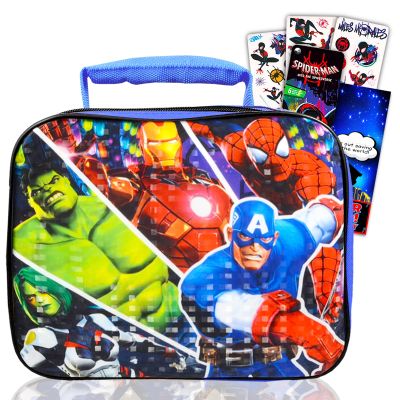 Marvel Avengers Lunch Bag Set For Boys, Kids - Bundle with Avengers School Lunch Box With Spiderman Stickers And More (Avengers School Supplies)