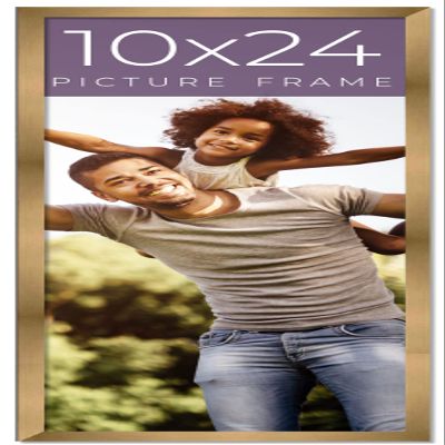 10x24 Frame Gold Bronze Solid Wood Picture Frame Width 0.75 Inches | Interior Frame Depth 0.5 Inches | Complete with UV Acrylic Plexiglass, Foam Board Backing & Hanging Hardware