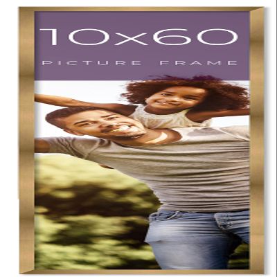 10x60 Frame Gold Bronze Solid Wood Picture Frame Width 0.75 Inches | Interior Frame Depth 0.5 Inches | Complete with UV Acrylic Plexiglass, Foam Board Backing & Hanging Hardware