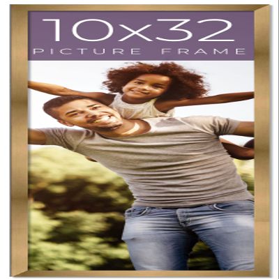 10x32 Frame Gold Bronze Solid Wood Picture Frame Width 0.75 Inches | Interior Frame Depth 0.5 Inches | Complete with UV Acrylic Plexiglass, Foam Board Backing & Hanging Hardware