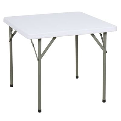 3 Pack! 34" Square Granite White Heavy-Duty Blow Molded Plastic Folding Table. White Top Kitchen Table Folding Table Beer Pong Table Cocktail Tables For Parties Dining Table Party Tables For Events