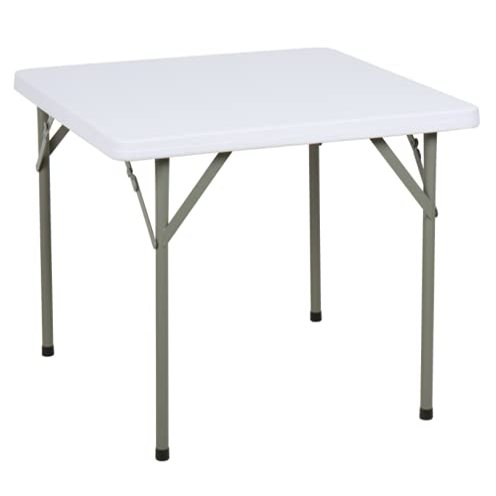 3 Pack! 34" Square Granite White Heavy-Duty Blow Molded Plastic Folding Table. White Top Kitchen Table Folding Table Beer Pong Table Cocktail Tables For Parties Dining Table Party Tables For Events