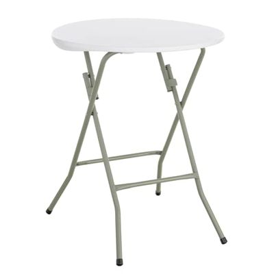 24" Round Granite White Heavy-Duty Blow Molded Standard Height Plastic Folding Table. White Top Kitchen Table Folding Table Beer Pong Table Cocktail Tables For Parties Dining Table Party Tables For Events