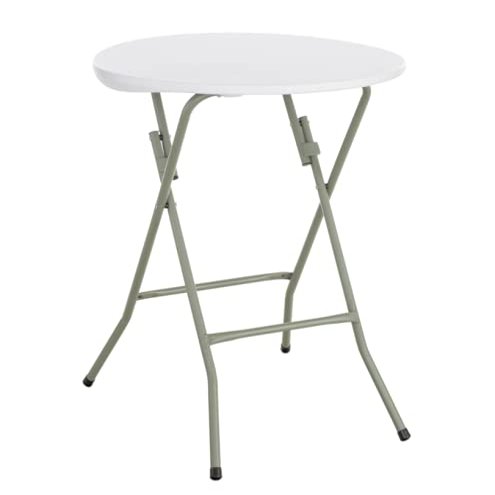 24" Round Granite White Heavy-Duty Blow Molded Standard Height Plastic Folding Table. White Top Kitchen Table Folding Table Beer Pong Table Cocktail Tables For Parties Dining Table Party Tables For Events