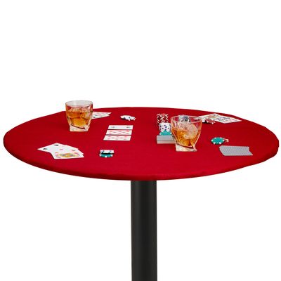 Feltectors Felt Card Table Red Game Cover Tablecloth Elastic Fitted Fits Round Tables 36 to 48 inches (Red, 36)
