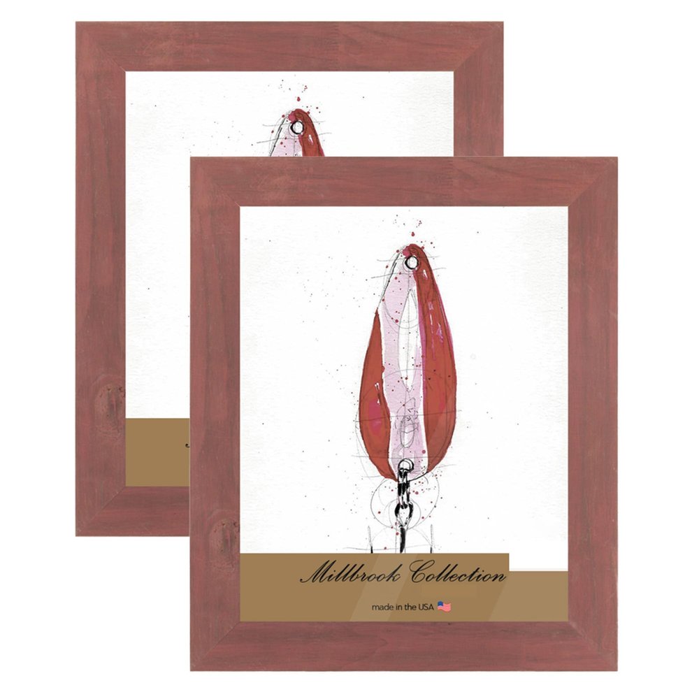 Millbrook Collection Country Chic Wood Picture Frames, 2-Pack, 16x20 - Alabama Red, Wide - 2-1/2" Face Solid Wood Molding for Photos, Artwork & Prints Includes Acrylic Glazing - Made in USA