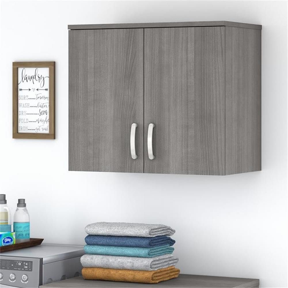 Bush Business Furniture Universal Storage Laundry Room Wall Cabinet with Doors and Shelves, Platinum Gray (LNS428PG-Z)