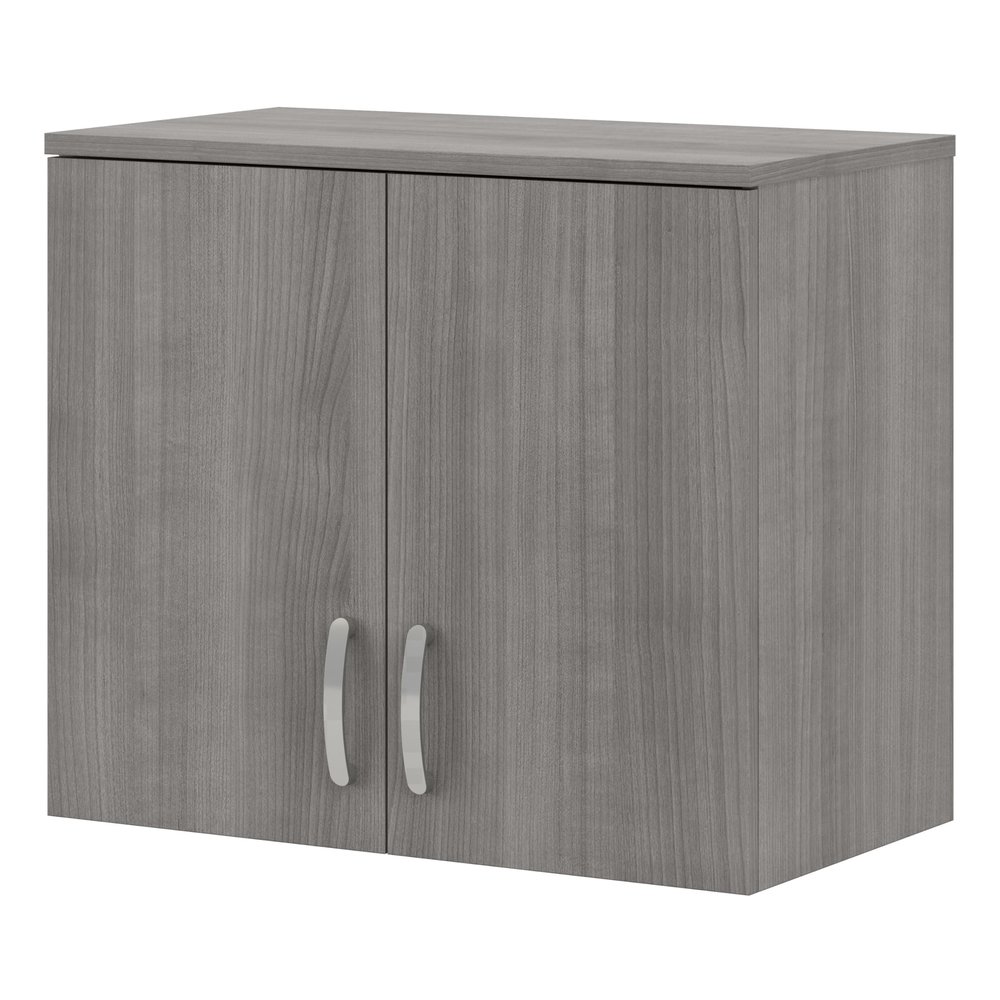 Bush Business Furniture Universal Closet Wall Cabinet with Doors and Shelves in Platinum Gray