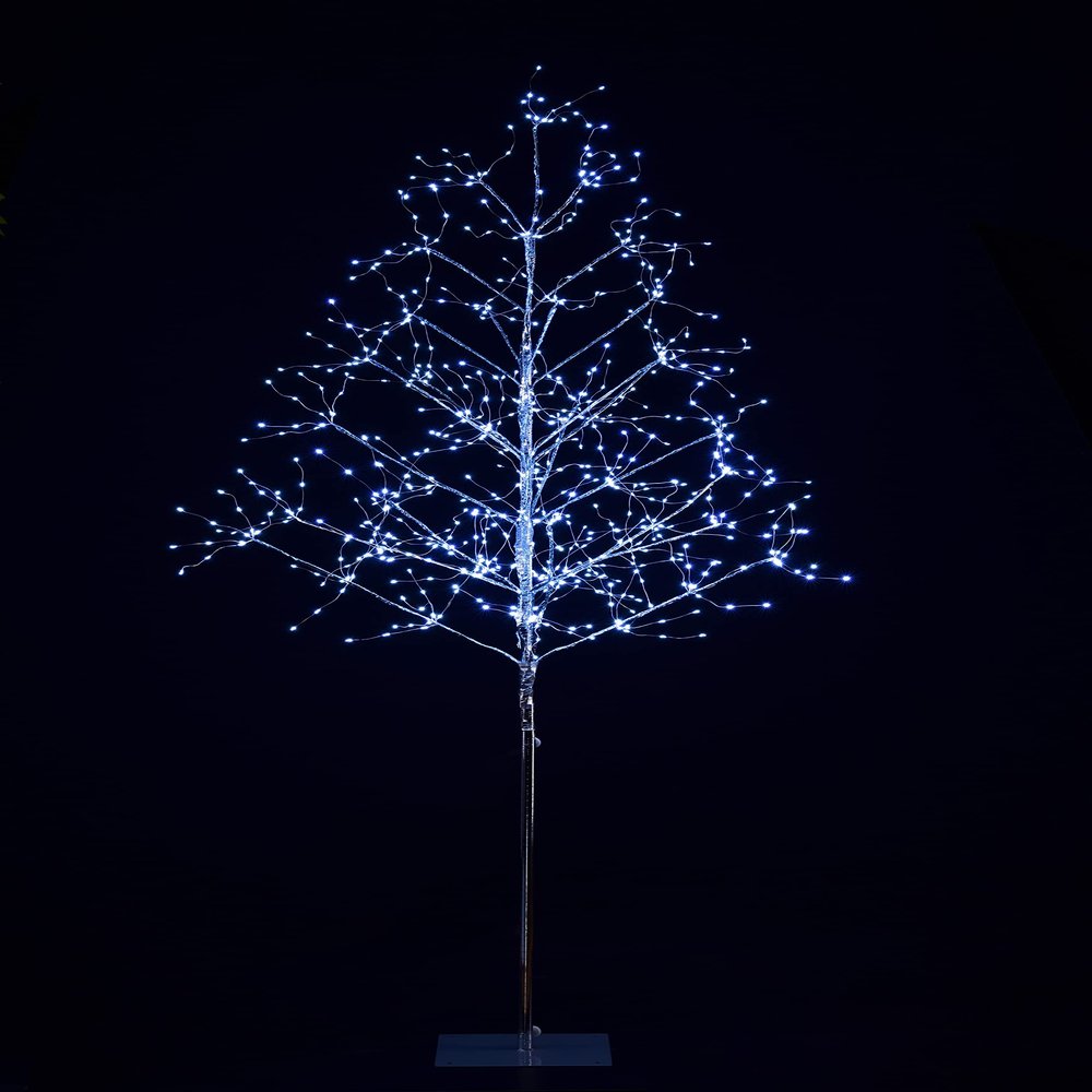 6' Silver Branch Tree Pure White LEDs
