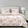 HiEnd Accents Colette 3 Piece Quilt Set with Pillow Shams, Blush, Queen Size, Rose Floral Bedding Set, French Country Shabby Chic Farmhouse Romantic Style Bedding Set, 1 Quilt and 2 Pillow Cases view 3
