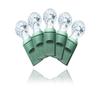70 Count Standard Grade G12 Faceted Cool White LED Light Set with in-Line Rectifier 4" Spacing on Green Wire view 1