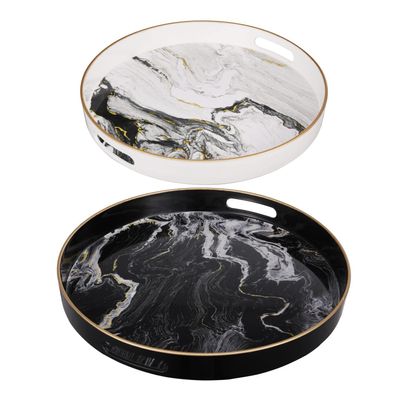 A&B Home 43305-DS Quinn Black/White/Gold Tray