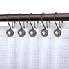 Shower Hooks - Double Shower Curtain Rings for Bathroom - Rust Resistant Shower Curtain Hooks for Shower Curtain or Liner - Shower Curtain Rings with Crystal Design - Set of 12, Oil Rubbed Bronze view 1