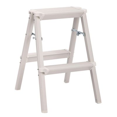 BIRDROCK HOME 2 Step Compact Steel Step Ladder - Sturdy Thin Folding Stool - Anti-Slip Steps - Great for Your Kitchen, Pantry, Closets, or Home Office - Indoor Stool - Silver
