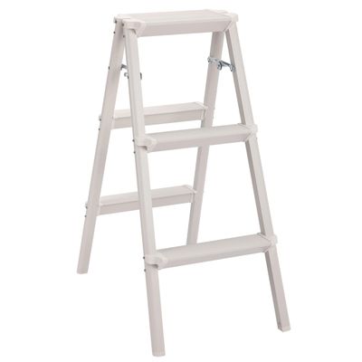 BIRDROCK HOME 3 Step Compact Steel Step Ladder - Sturdy Thin Folding Stool - Anti-Slip Steps - Great for Your Kitchen, Pantry, Closets, or Home Office - Indoor Stool - Silver