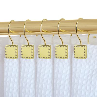 Utopia Alley HK20XX Shower Hooks - Double Shower Curtain Rings for Bathroom - Rust Resistant Shower Curtain Hooks for Shower Curtain or Liner - Shower Curtain Rings with Crystal Design - Set of 12