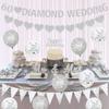 60th Wedding Anniversary Decorations - Silver Diamond Balloons, Banner, Heart Rings, Cake Topper, Satin Sash for Couple's Party Supplies view 3