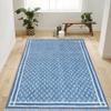 Bohemian 100% Cotton Indigo Blue Dabu Printed Rug Reversible Machine Washable Rugs with Tassels Farmhouse Cotton Woven Washable Accent Throw Rug for Entryway 120x120 cm (4x4 Feet Square) view 2