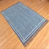 Bohemian 100% Cotton Indigo Blue Dabu Printed Rug Reversible Machine Washable Rugs with Tassels Farmhouse Cotton Woven Washable Accent Throw Rug for Entryway 120x120 cm (4x4 Feet Square) view 4