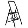 BIRDROCK HOME 2 Step Slim Aluminum Step Ladder - Sturdy Thin Folding Stool - Anti-Slip Steps - Great for Your Kitchen, Pantry, Closets, or Home Office - Indoor Stool - Black view 1