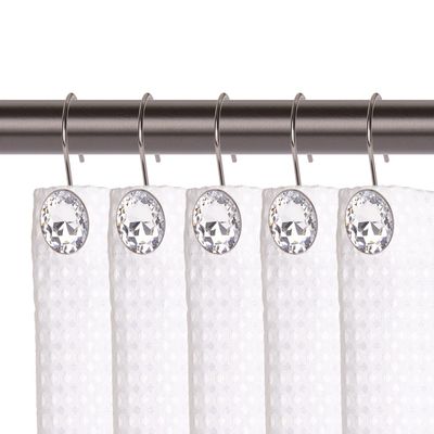 Utopia Alley Shower Rings, Shower Curtain Hooks for Bathroom, Rust Resistant Shower Curtain Hooks Rings, Crystal Design, Set of 12 (Oil Rubbed Bronze)