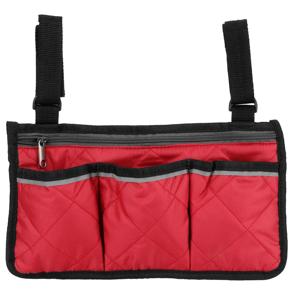 Aqur2020 Wheelchair Side Hanging Bag, Arm Rest Pouch Chair Storage Bag Organizer for Walkers, Rollators, Scooters, Office(Red Wine)