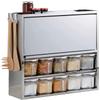 Otake Sangyo YMG-011 Spice Rack with 10 Seasoning Pots, Tsubame Sanjo Stainless Steel, Silver, 18.3 x 6.1 x 20.7 inches (46.5 x 15.5 x 52.5 cm), Magnetic, Slim Hidden Storage Case, Made in Japan view 1