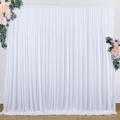 10 ft x 7 ft Wrinkle Free White Backdrop Curtain for Wedding Parties, Polyester Photography Backdrop Drapes for Birthday Parties Stage Backdrop Stand, White Background Curtains, 5x7FT 2 Panels