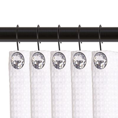 Utopia Alley Shower Curtain Hooks for Bathroom, Rust Resistant Shower Curtain Hooks Rings, Crystal Design, Set of 12 Black