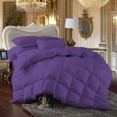 100% Egyptian Cotton Goose Down Fluffy All Season Warmth, 5 PC Comforter Set Oversized Queen-Purple Lightweight Breathable Down Comforter Duvet Insert With 4 Pillow Cases 500 GSM Fill Power