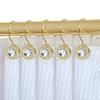 Utopia Alley Shower Hooks - Double Shower Curtain Rings for Bathroom - Rust Resistant Shower Curtain Hooks for Shower Curtain or Liner - Shower Curtain Rings with Crystal Design - Set of 12, Gold view 1