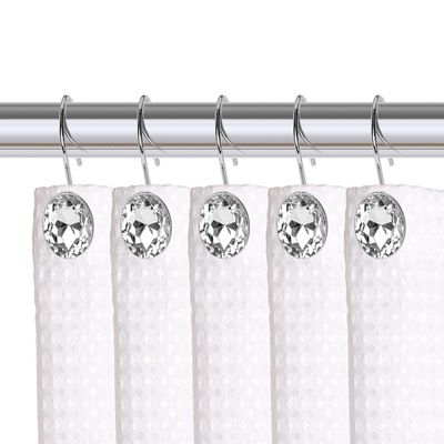 Utopia Alley Shower Hooks - Shower Curtain Rings for Bathroom - Rust Resistant Shower Curtain Hooks for Shower Curtain or Liner - Shower Curtain Rings with Crystal Design - Set of 12, Polished Chrome