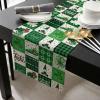 St Patricks Day Burlap-Cotton Table Runner 108 Inches Long, Truck Pull Gnomes Clover Plaid Rustic Farmhouse Table Runners, Outdoor Dining Luck Irish Tablerunner Spring Tablecloths Decor for Wedding view 2