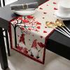 Valentines Day Burlap-Cotton Table Runner 72 Inches Long, Gnomes Love Tree Rustic Red Plaid Farmhouse Table Runners, Outdoor Dining Spring Holiday Tablerunner Tablecloths Decor for Party/Wedding view 2