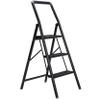 BIRDROCK HOME 3 Step Slim Aluminum Step Ladder - Sturdy Thin Folding Stool - Anti-Slip Steps - Great for Your Kitchen, Pantry, Closets, or Home Office - Indoor Stool - Black view 1