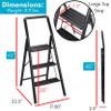 BIRDROCK HOME 3 Step Slim Aluminum Step Ladder - Sturdy Thin Folding Stool - Anti-Slip Steps - Great for Your Kitchen, Pantry, Closets, or Home Office - Indoor Stool - Black view 3
