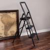 BIRDROCK HOME 3 Step Slim Aluminum Step Ladder - Sturdy Thin Folding Stool - Anti-Slip Steps - Great for Your Kitchen, Pantry, Closets, or Home Office - Indoor Stool - Black view 4
