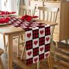 Valentines Day Burlap-Cotton Table Runner 72 Inches Long, Love Hearts Red Black Buffalo Plaid Farmhouse Table Runners, Outdoor Dining Red White Tablerunner Holiday Spring Tablecloths Decor for Wedding view 4