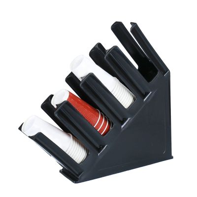 Alvinlite Commercial Cup Holder, 4-Section Slanted Countertop Cup and Lid Organizer, Dispenser Organizer Disposable Cup Lid Holder for Coffee Station Counter
