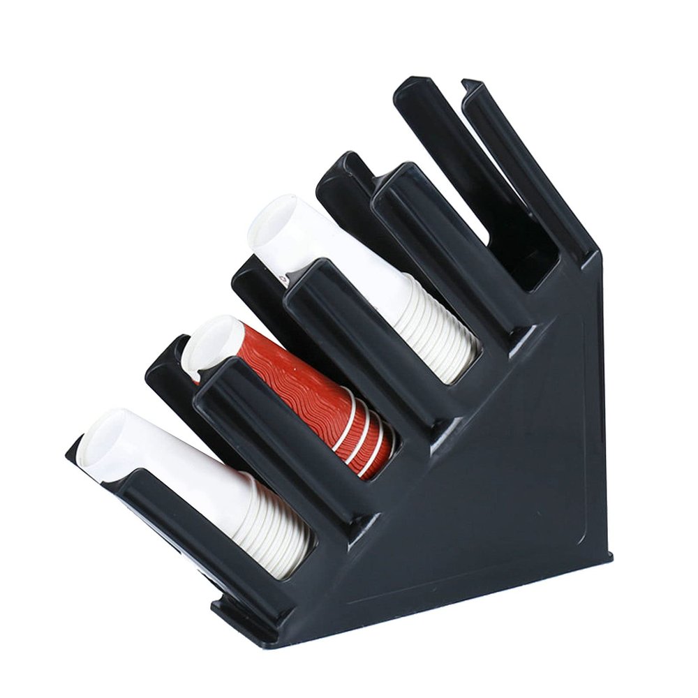 Alvinlite Commercial Cup Holder, 4-Section Slanted Countertop Cup and Lid Organizer, Dispenser Organizer Disposable Cup Lid Holder for Coffee Station Counter