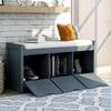 LUMISOL Organizer Storage Bench with Removable Cushion and 3 Flip Cubby for Entryway Hallway (Antique Navy) view 3