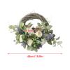 19inch Artificial Lavender Wreath with Peony and Green Leaves, Artificial Flower Eucalyptus Leaves Wreath for Front Door Wall Window Room Outdoor Wedding Party Decor view 2