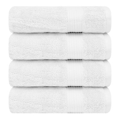 Ample Decor Bath Towels 30 X 54 Inch 600 GSM 100% Cotton Bathroom Towel Soft Absorbent - 4pcs - White