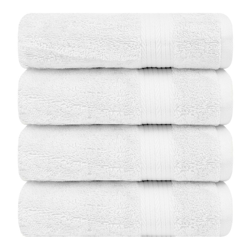 Ample Decor Bath Towels 30 X 54 Inch 600 GSM 100% Cotton Bathroom Towel Soft Absorbent - 4pcs - White